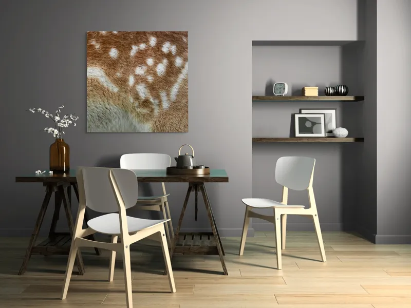 Tablou Canvas, "Blana de cerb în detaliu fascinant", Maro, Alb, Textură, Blană, Pată, Moale, Natură, Detaliu, 100 x 100 cm – poza 6
