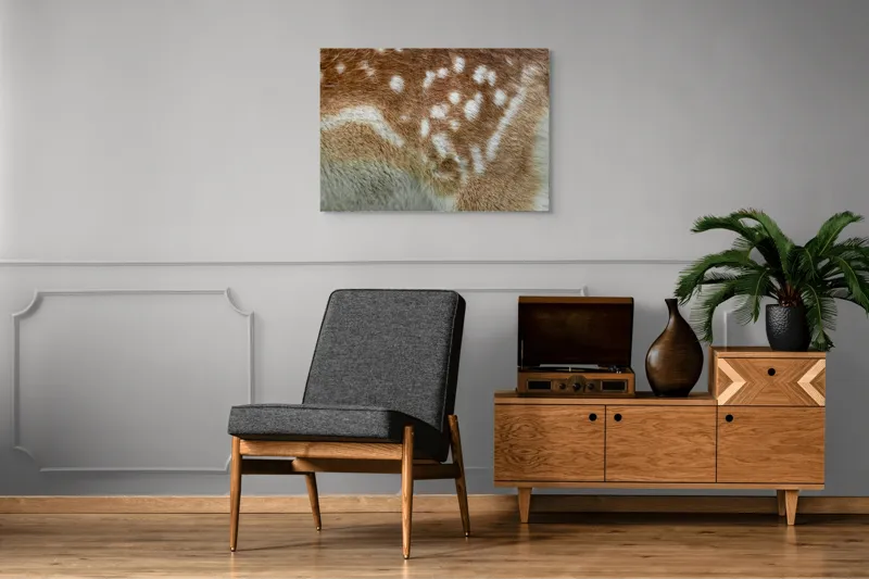 Tablou Canvas, "Blana de cerb în detaliu fascinant", Maro, Alb, Textură, Blană, Pată, Moale, Natură, Detaliu, 100 x 70 cm – poza 8
