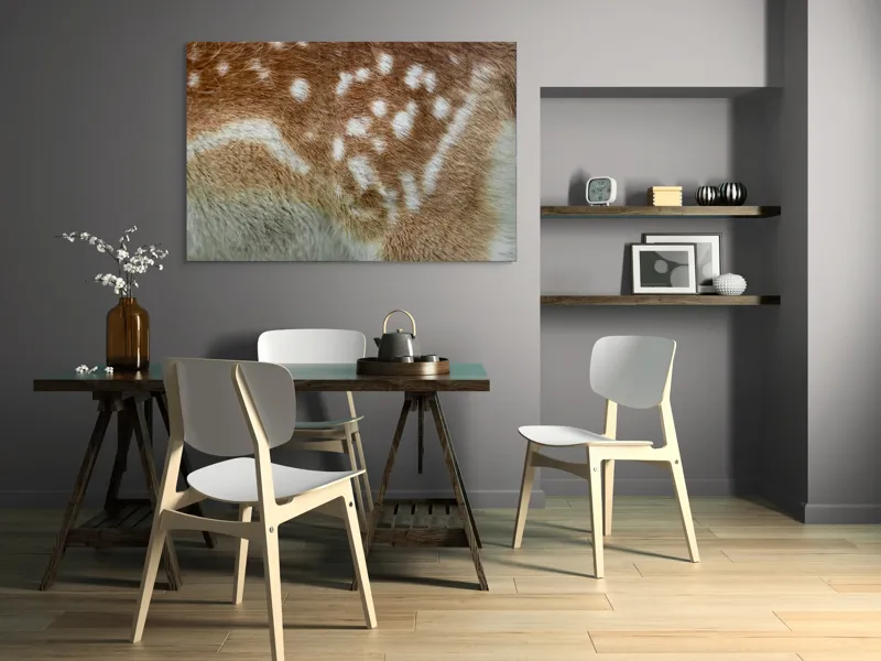 Tablou Canvas, "Blana de cerb în detaliu fascinant", Maro, Alb, Textură, Blană, Pată, Moale, Natură, Detaliu, 150 x 100 cm – poza 5