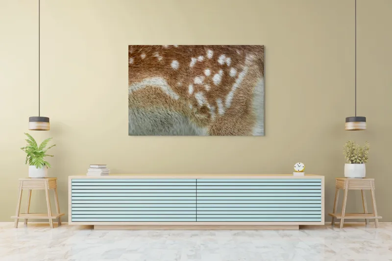 Tablou Canvas, "Blana de cerb în detaliu fascinant", Maro, Alb, Textură, Blană, Pată, Moale, Natură, Detaliu, 150 x 100 cm – poza 6