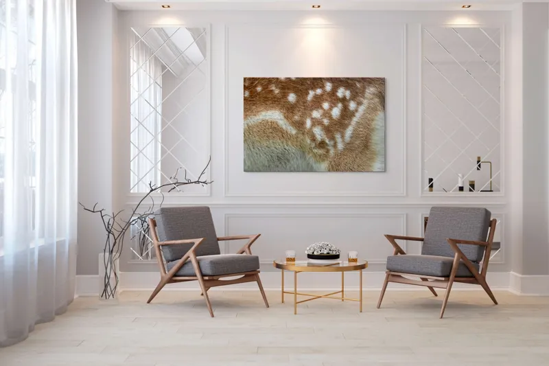 Tablou Canvas, "Blana de cerb în detaliu fascinant", Maro, Alb, Textură, Blană, Pată, Moale, Natură, Detaliu, 150 x 100 cm – poza 7