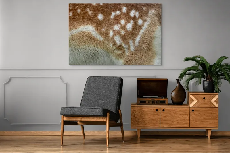 Tablou Canvas, "Blana de cerb în detaliu fascinant", Maro, Alb, Textură, Blană, Pată, Moale, Natură, Detaliu, 150 x 100 cm – poza 8
