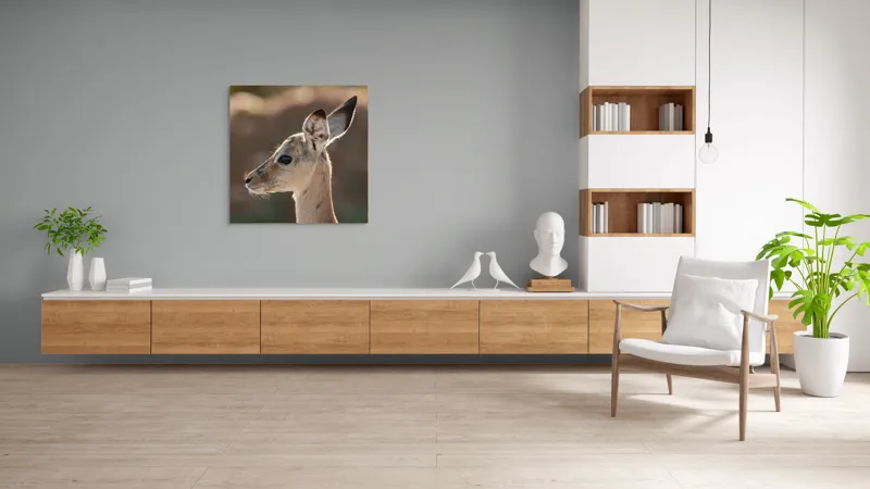 Tablou Canvas, "Silueta grațioasă a puiului de gazelă", Nu pot să spun ce animal este în imagine, dar pare să fie tânăr și cu urechi mari., 100 x 100 cm – poza 8