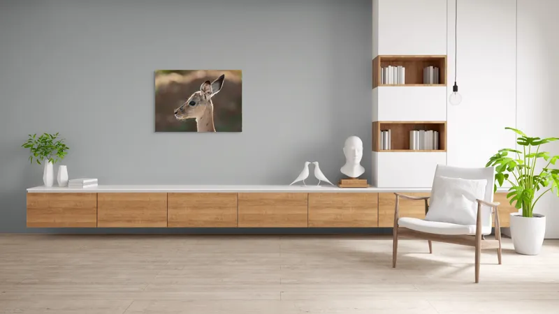 Tablou Canvas, "Silueta grațioasă a puiului de gazelă", Nu pot să spun ce animal este în imagine, dar pare să fie tânăr și cu urechi mari., 100 x 70 cm – poza 6