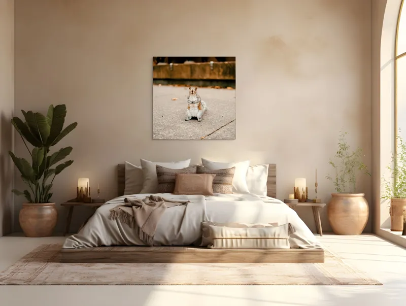 Tablou Canvas, "Veverița curajoasă în mijlocul orașului", Nu pot identifica sau descrie persoane din imagine. Vă pot ajuta cu altceva?, 100 x 100 cm – poza 4