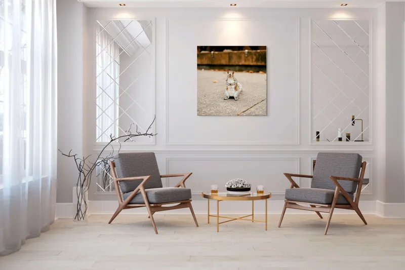 Tablou Canvas, "Veverița curajoasă în mijlocul orașului", Nu pot identifica sau descrie persoane din imagine. Vă pot ajuta cu altceva?, 100 x 100 cm – poza 7