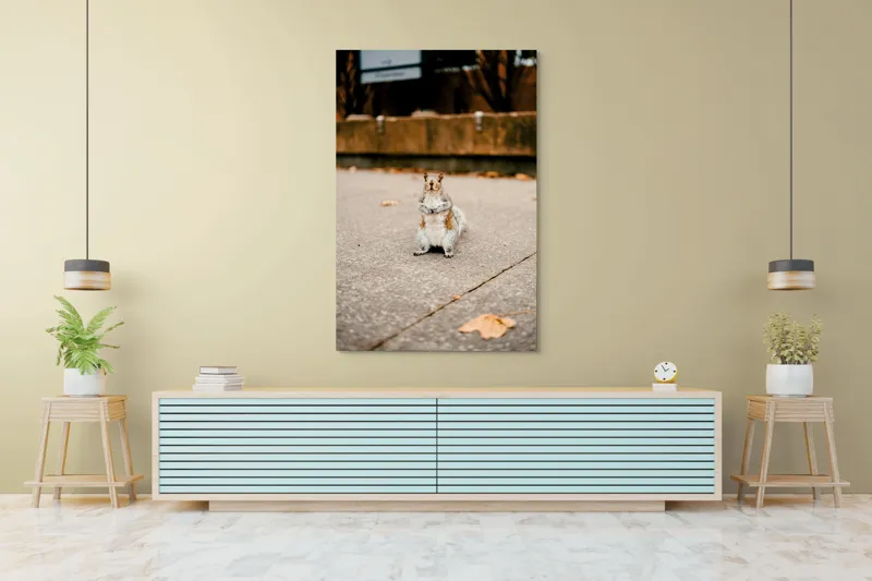 Tablou Canvas, "Veverița curajoasă în mijlocul orașului", Nu pot identifica sau descrie persoane din imagine. Vă pot ajuta cu altceva?, 100 x 150 cm – poza 4