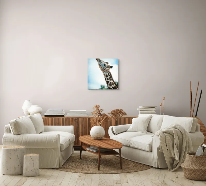 Tablou Canvas, "Girafă admirând cerul albastru", Gingășie, Eleganță, Înălțime, Majestuos, Serenitate, Natură, Cer, Pătățat, 50 x 50 cm – poza 7