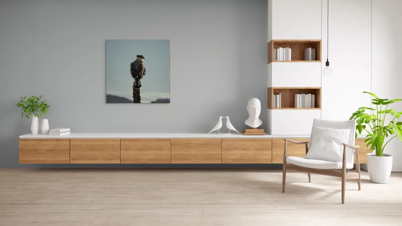 Tablou Canvas, "Cerectarul solitar pe stâlp înalt", Vultur, Stingher, Stâlp, Cer, Peisaj, Liniște, Aripi, 100 x 100 cm – poza 8
