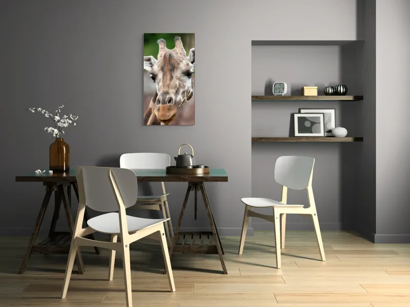 Tablou Canvas, "Întâlnire cu grațioasa girafă africană", Gât, Pete, Urechi, Blândețe, Privire, Animal, Înalțime, Natură, 50 x 90 cm – poza 4