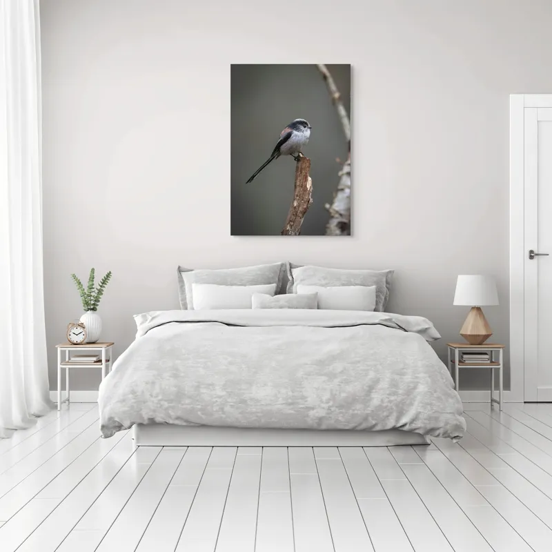 Tablou Canvas, "Păsărea melancolică pe ram uscat", Pasăre, Creangă, Subțire, Penaj, Natură, 70 x 100 cm – poza 3