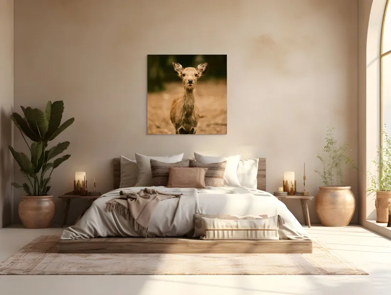 Tablou Canvas, "Pui de cerb în lumina pădurii", Nu cunosc cine este în imagine., 100 x 100 cm – poza 4
