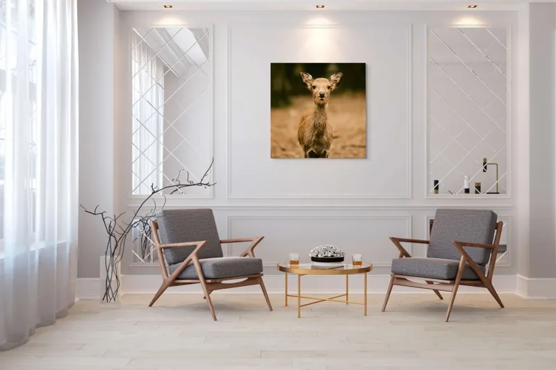 Tablou Canvas, "Pui de cerb în lumina pădurii", Nu cunosc cine este în imagine., 100 x 100 cm – poza 7