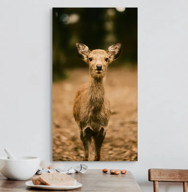 Tablou Canvas, "Pui de cerb în lumina pădurii", Nu cunosc cine este în imagine., 50 x 90 cm – poza 3