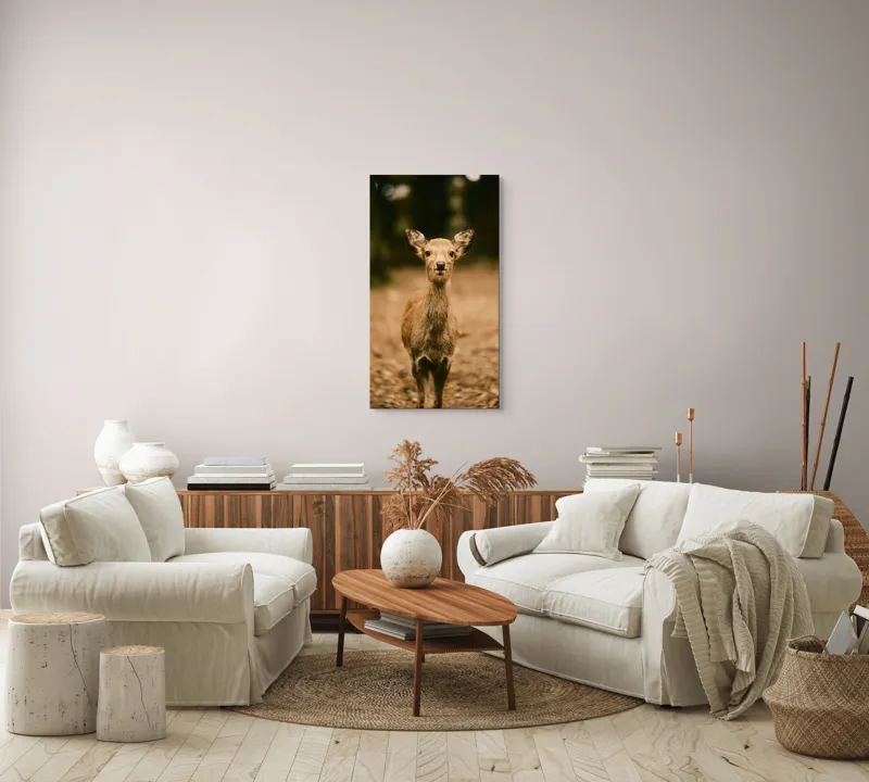 Tablou Canvas, "Pui de cerb în lumina pădurii", Nu cunosc cine este în imagine., 50 x 90 cm – poza 7