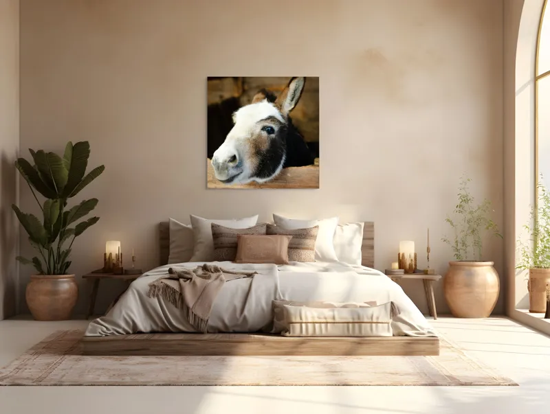 Tablou Canvas, "Măgărușul din grajdul liniștit", Nu știu cine este în imagine., 100 x 100 cm – poza 4