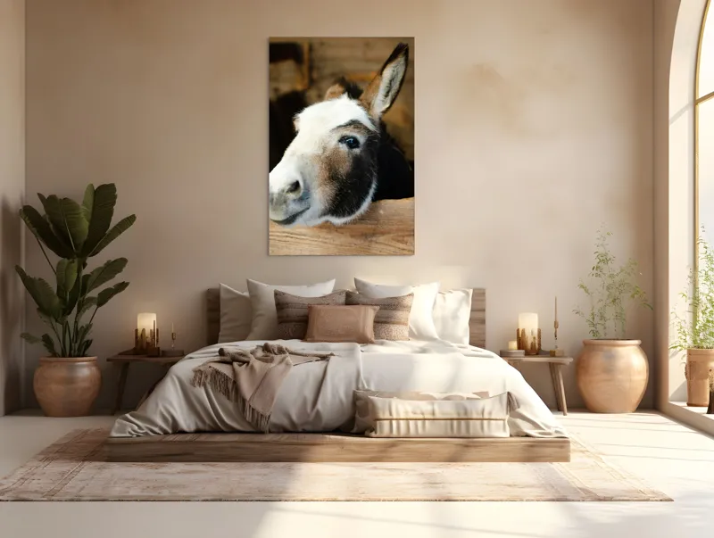 Tablou Canvas, "Măgărușul din grajdul liniștit", Nu știu cine este în imagine., 100 x 150 cm – poza 3
