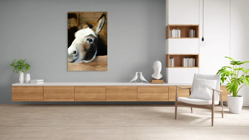 Tablou Canvas, "Măgărușul din grajdul liniștit", Nu știu cine este în imagine., 100 x 150 cm – poza 8