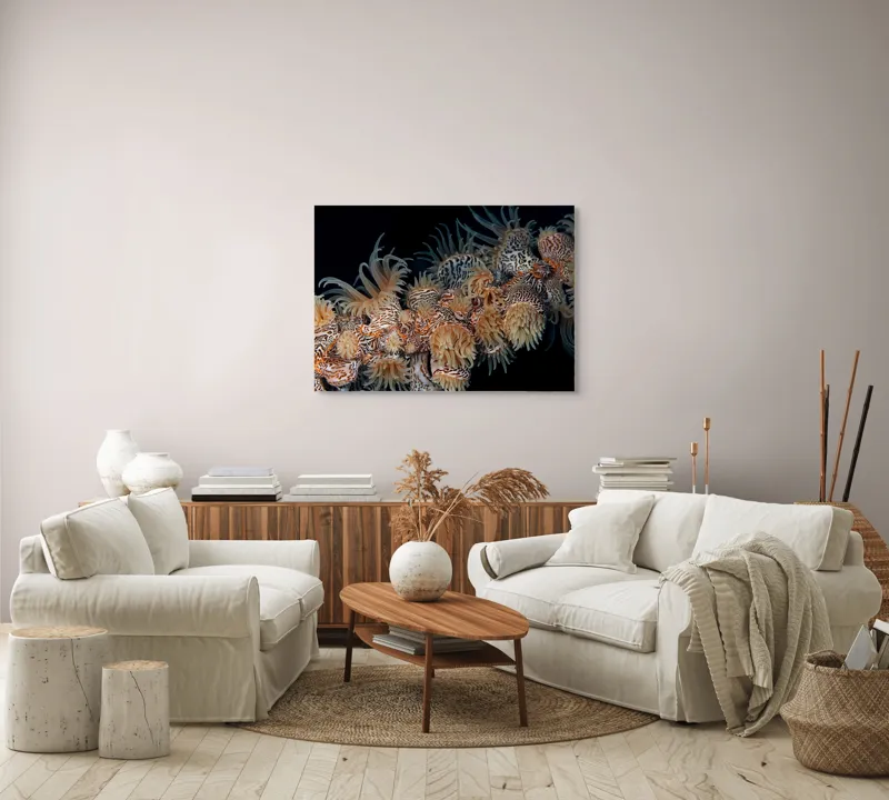 Tablou Canvas, "Coral exotic în adâncuri marine", Tentacule, Model, Subacvatic, Texturi, Contrast, Organism, Vibrant, Detaliu, Exotic, Misterios, 100 x 70 cm – poza 3