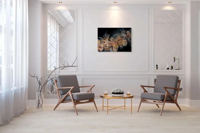 Tablou Canvas, "Coral exotic în adâncuri marine", Tentacule, Model, Subacvatic, Texturi, Contrast, Organism, Vibrant, Detaliu, Exotic, Misterios, 100 x 70 cm – poza 5