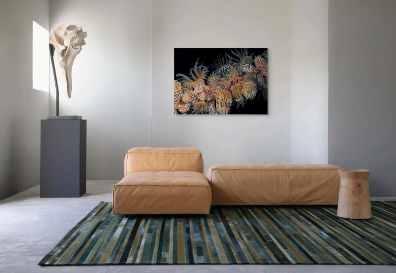 Tablou Canvas, "Coral exotic în adâncuri marine", Tentacule, Model, Subacvatic, Texturi, Contrast, Organism, Vibrant, Detaliu, Exotic, Misterios, 100 x 70 cm – poza 7