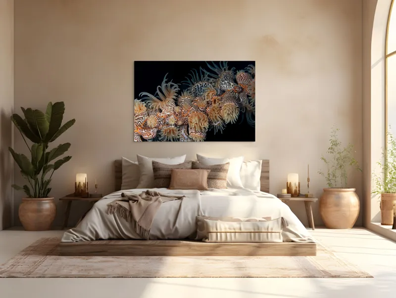 Tablou Canvas, "Coral exotic în adâncuri marine", Tentacule, Model, Subacvatic, Texturi, Contrast, Organism, Vibrant, Detaliu, Exotic, Misterios, 150 x 100 cm – poza 4