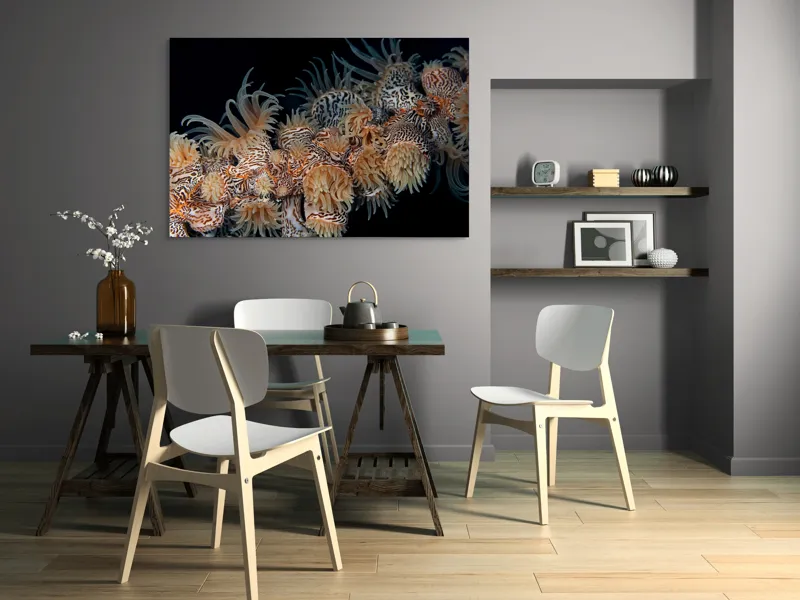 Tablou Canvas, "Coral exotic în adâncuri marine", Tentacule, Model, Subacvatic, Texturi, Contrast, Organism, Vibrant, Detaliu, Exotic, Misterios, 150 x 100 cm – poza 5