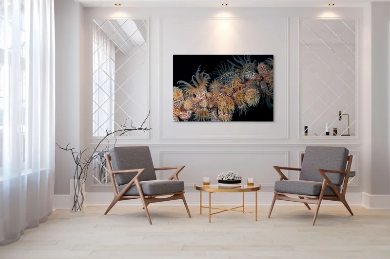 Tablou Canvas, "Coral exotic în adâncuri marine", Tentacule, Model, Subacvatic, Texturi, Contrast, Organism, Vibrant, Detaliu, Exotic, Misterios, 150 x 100 cm – poza 7