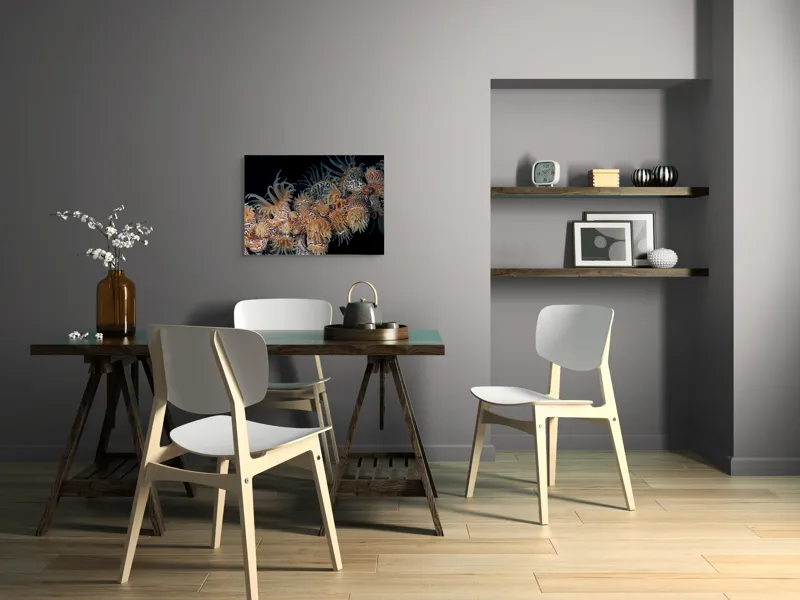 Tablou Canvas, "Coral exotic în adâncuri marine", Tentacule, Model, Subacvatic, Texturi, Contrast, Organism, Vibrant, Detaliu, Exotic, Misterios, 70 x 50 cm – poza 5