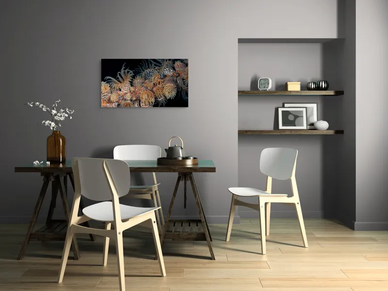 Tablou Canvas, "Coral exotic în adâncuri marine", Tentacule, Model, Subacvatic, Texturi, Contrast, Organism, Vibrant, Detaliu, Exotic, Misterios, 90 x 50 cm – poza 3