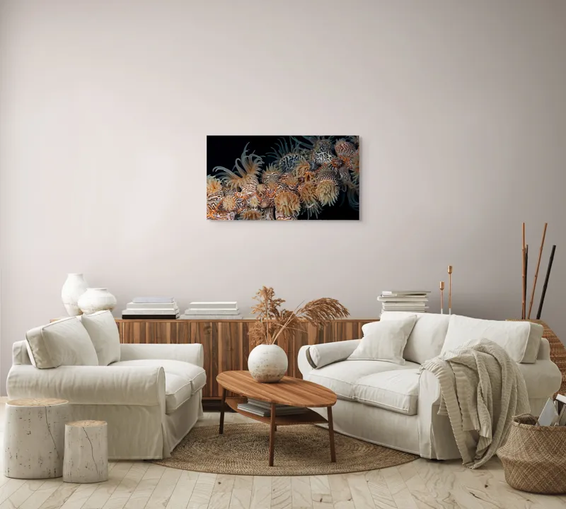 Tablou Canvas, "Coral exotic în adâncuri marine", Tentacule, Model, Subacvatic, Texturi, Contrast, Organism, Vibrant, Detaliu, Exotic, Misterios, 90 x 50 cm – poza 4