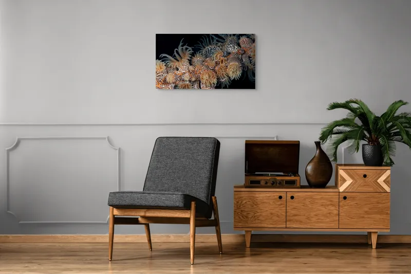 Tablou Canvas, "Coral exotic în adâncuri marine", Tentacule, Model, Subacvatic, Texturi, Contrast, Organism, Vibrant, Detaliu, Exotic, Misterios, 90 x 50 cm – poza 6