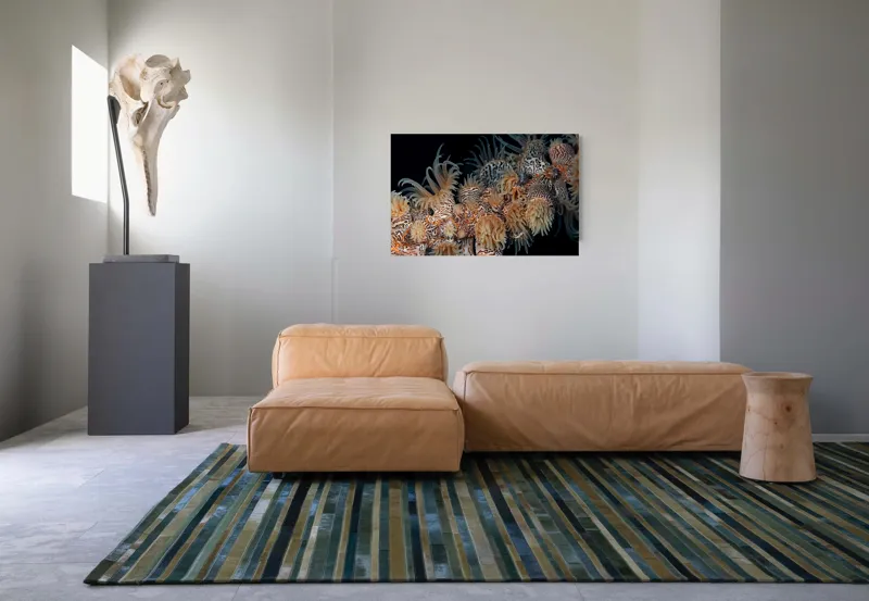 Tablou Canvas, "Coral exotic în adâncuri marine", Tentacule, Model, Subacvatic, Texturi, Contrast, Organism, Vibrant, Detaliu, Exotic, Misterios, 90 x 50 cm – poza 8