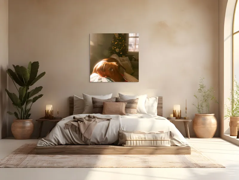 Tablou Canvas, "Lumina caldă a sărbătorilor de iarnă", Scânteietor, Crăciun, Cald, Odihnă, Luminos, Festiv, Reconfortant, Jucăuș, 100 x 100 cm – poza 4