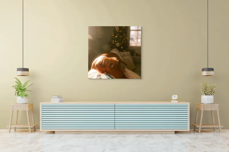 Tablou Canvas, "Lumina caldă a sărbătorilor de iarnă", Scânteietor, Crăciun, Cald, Odihnă, Luminos, Festiv, Reconfortant, Jucăuș, 100 x 100 cm – poza 5
