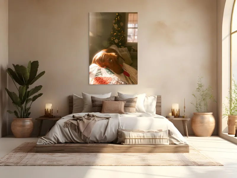 Tablou Canvas, "Lumina caldă a sărbătorilor de iarnă", Scânteietor, Crăciun, Cald, Odihnă, Luminos, Festiv, Reconfortant, Jucăuș, 100 x 150 cm – poza 3
