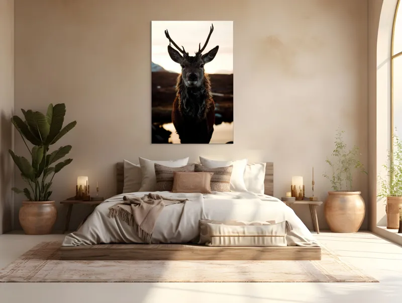 Tablou Canvas, "Cerbul măreț în lumina apusului", Nu pot să identific cine este în imagine., 100 x 150 cm – poza 3