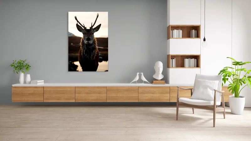 Tablou Canvas, "Cerbul măreț în lumina apusului", Nu pot să identific cine este în imagine., 100 x 150 cm – poza 8