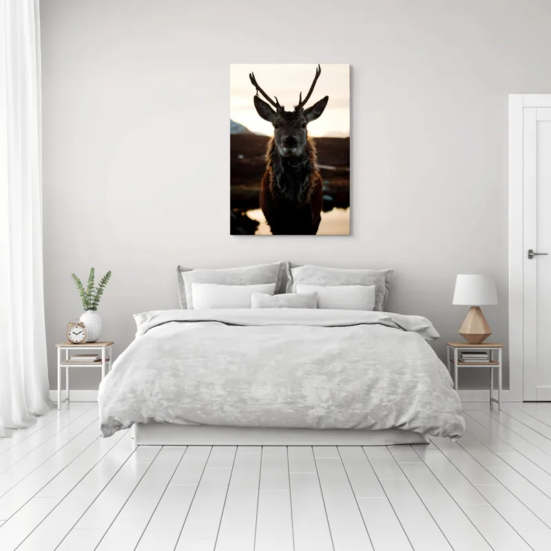 Tablou Canvas, "Cerbul măreț în lumina apusului", Nu pot să identific cine este în imagine., 70 x 100 cm – poza 3