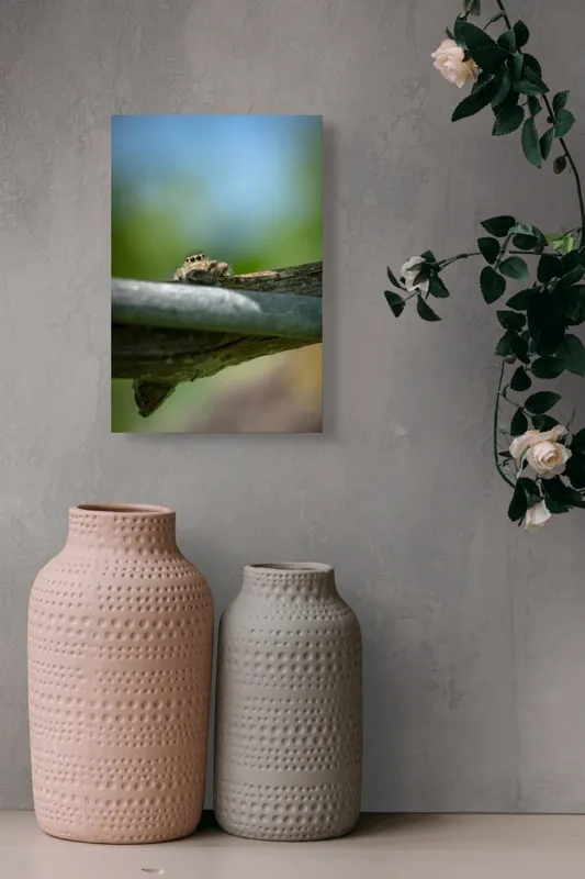 Tablou Canvas, "Privește lumi de sub ramură", Ascuns, Ochios, Zburdalnic, Natură, Blând, Verde, Senin, Ramură, Observator, 26 x 39 cm – poza 6