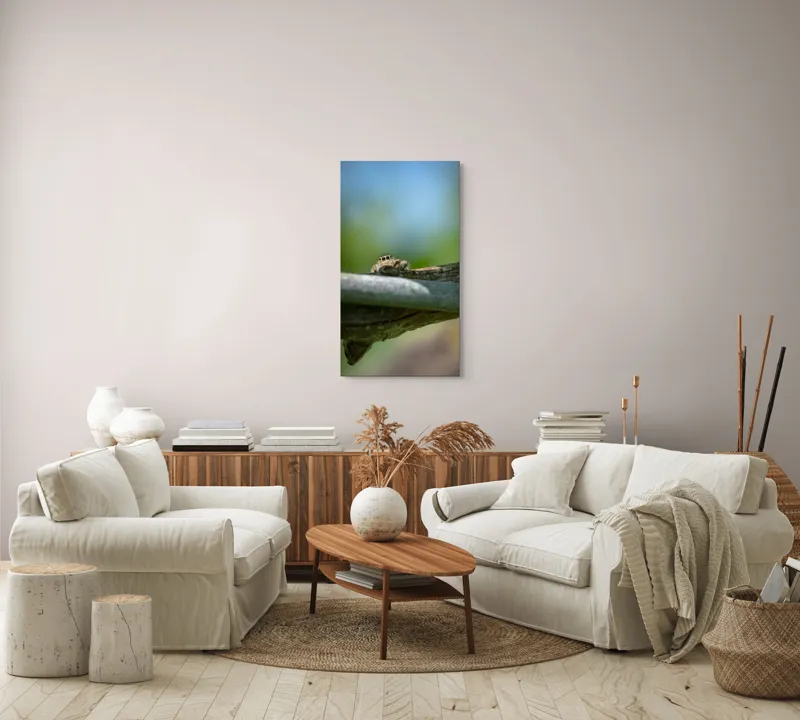 Tablou Canvas, "Privește lumi de sub ramură", Ascuns, Ochios, Zburdalnic, Natură, Blând, Verde, Senin, Ramură, Observator, 50 x 90 cm – poza 7