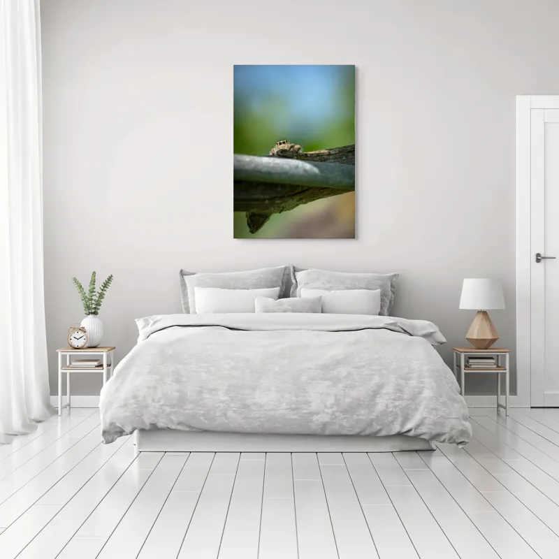 Tablou Canvas, "Privește lumi de sub ramură", Ascuns, Ochios, Zburdalnic, Natură, Blând, Verde, Senin, Ramură, Observator, 70 x 100 cm – poza 3