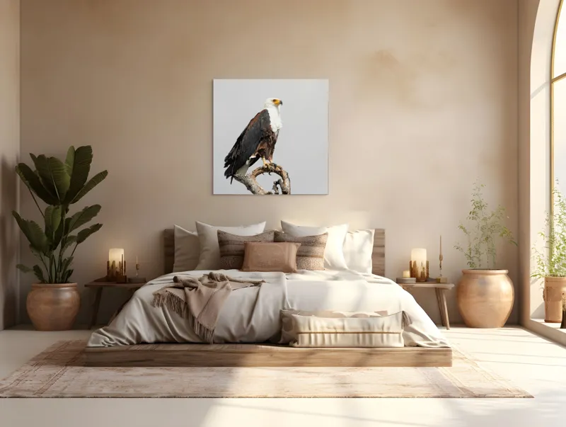 Tablou Canvas, "Vultur pe ramură uscată", Majestic, Regal, Powerful, Proud, Vigilant, Graceful, Commanding, 100 x 100 cm – poza 4