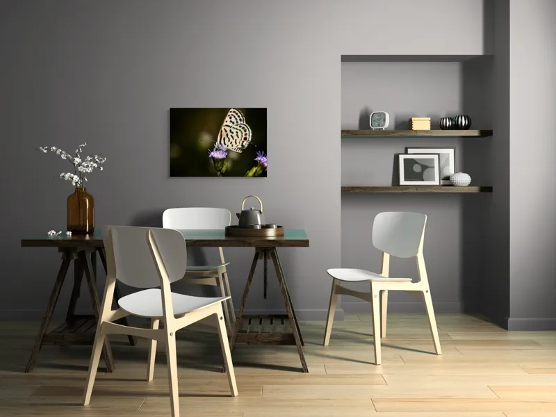 Tablou Canvas, "Fluture delicat pe floare violetă", Fluture, Floricică, Delicatețe, Natură, Fragilitate, Aripă, Petale, Culori, Lumină, Contrast., 70 x 50 cm – poza 5