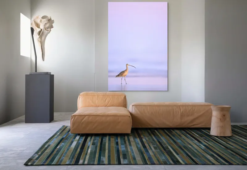 Tablou Canvas, "Păsărea singuratică la apus pastelat", Pasăre, Plajă, Apus, Siluetă, Liniște, Natură, Zare, Solitudine, 100 x 150 cm – poza 7