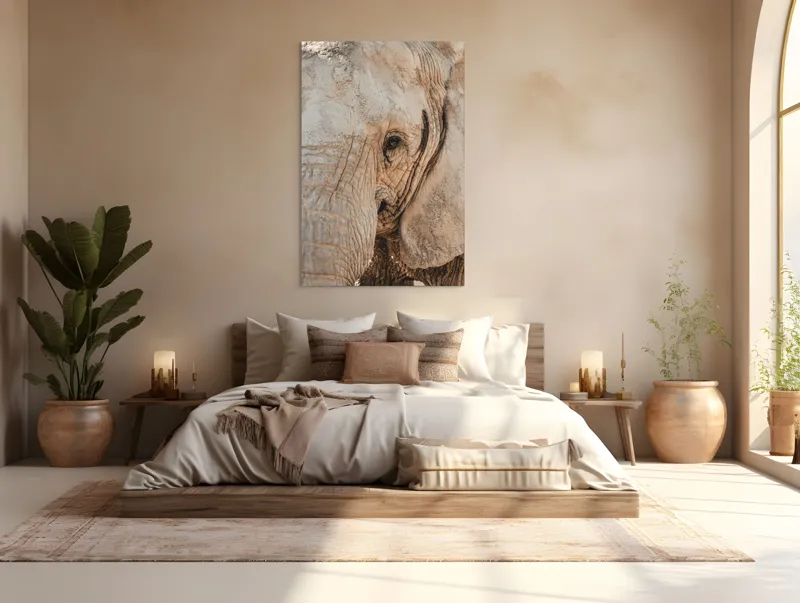 Tablou Canvas, "Căldura privirii unui elefant", Elefant, Majestuos, Impresionant, Puternic, Seren, Rugos, Venerabil, Natural, Profund, Inspirator, 100 x 150 cm – poza 3