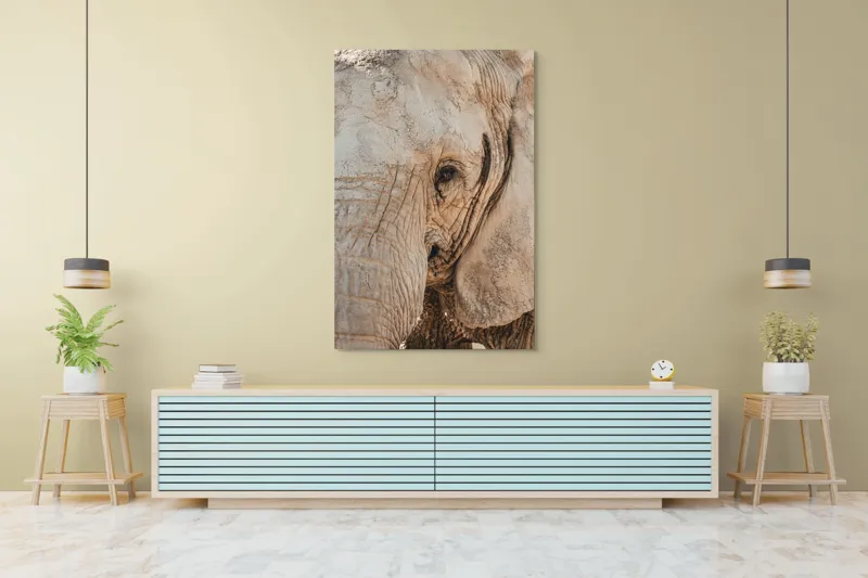 Tablou Canvas, "Căldura privirii unui elefant", Elefant, Majestuos, Impresionant, Puternic, Seren, Rugos, Venerabil, Natural, Profund, Inspirator, 100 x 150 cm – poza 4