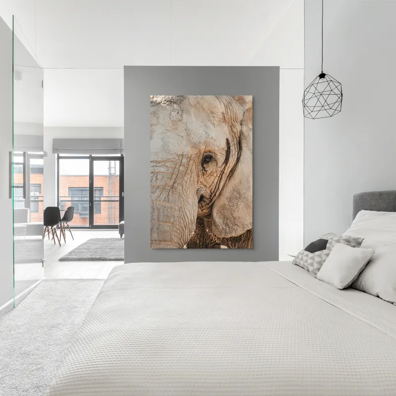Tablou Canvas, "Căldura privirii unui elefant", Elefant, Majestuos, Impresionant, Puternic, Seren, Rugos, Venerabil, Natural, Profund, Inspirator, 100 x 150 cm – poza 5