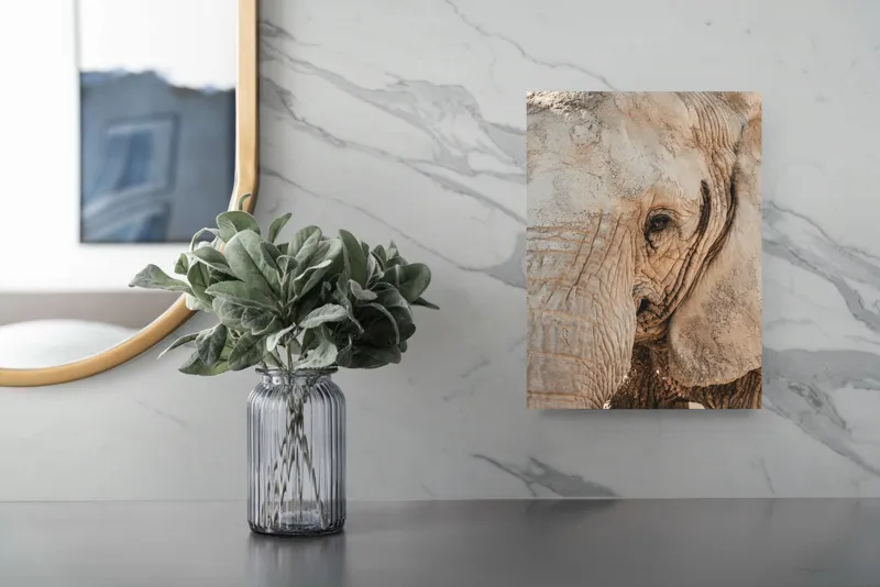 Tablou Canvas, "Căldura privirii unui elefant", Elefant, Majestuos, Impresionant, Puternic, Seren, Rugos, Venerabil, Natural, Profund, Inspirator, 26 x 39 cm – poza 4