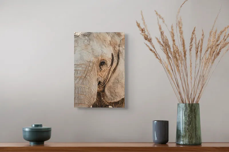 Tablou Canvas, "Căldura privirii unui elefant", Elefant, Majestuos, Impresionant, Puternic, Seren, Rugos, Venerabil, Natural, Profund, Inspirator, 26 x 39 cm – poza 5